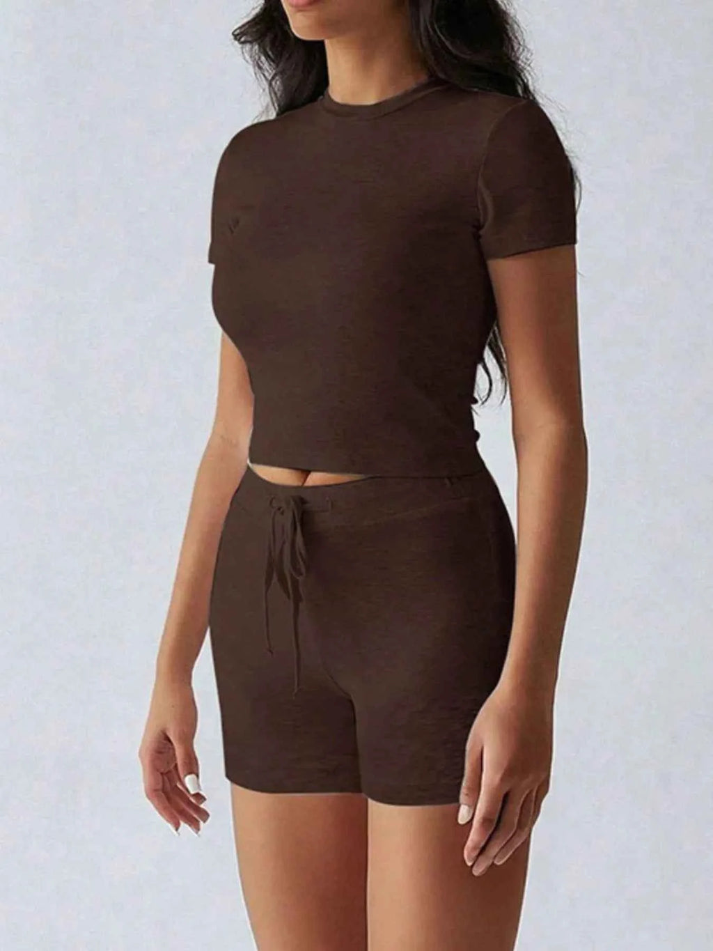 Round Neck Short Sleeve Top and Shorts Set d2126cdd-0ad6-443f-9075-40ad53f5a721-Max-Origin
