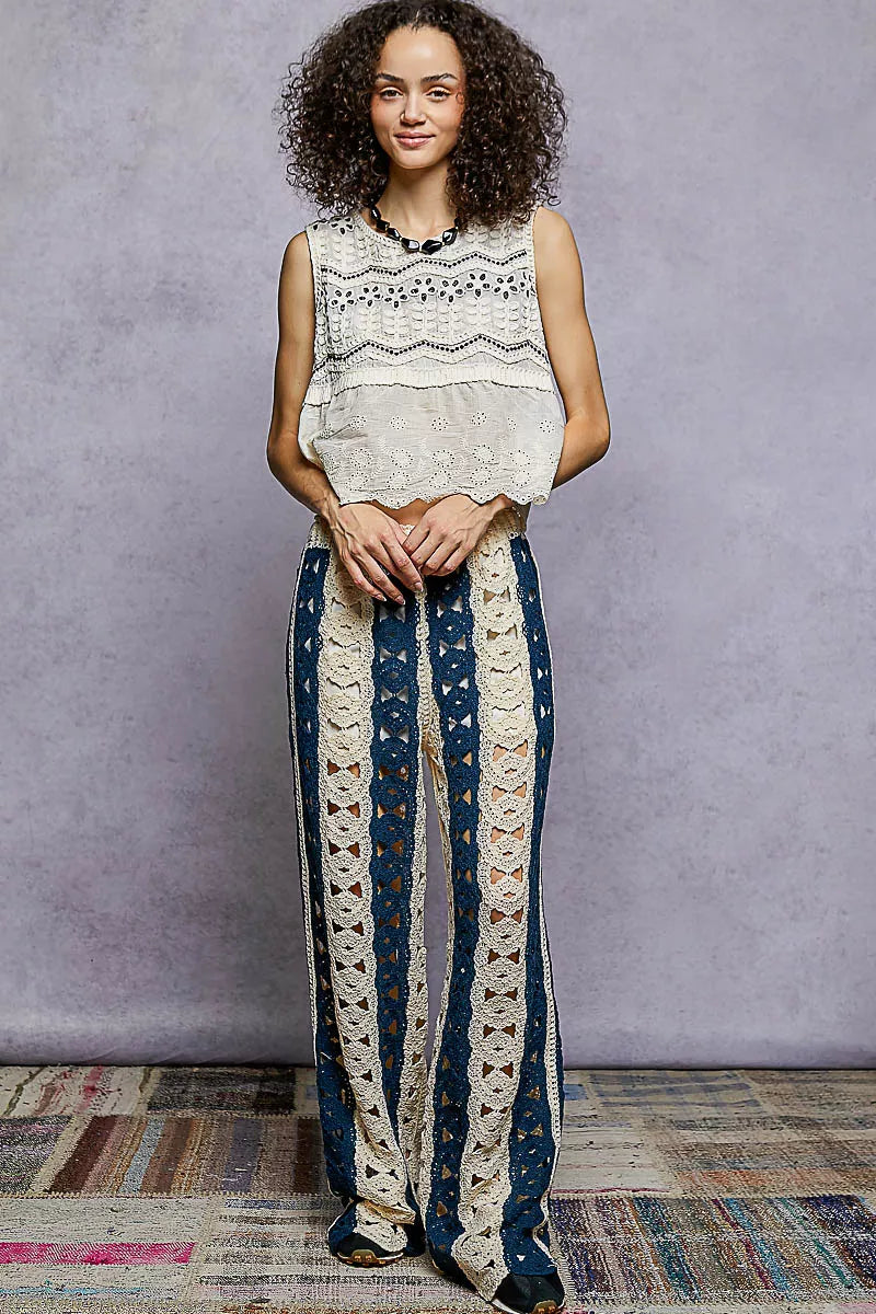 POL Openwork Wide Leg Pants with Stripe Detail d2157f2d-2f5f-4b68-bd7c-4511e2cac5d6-Max-Origin