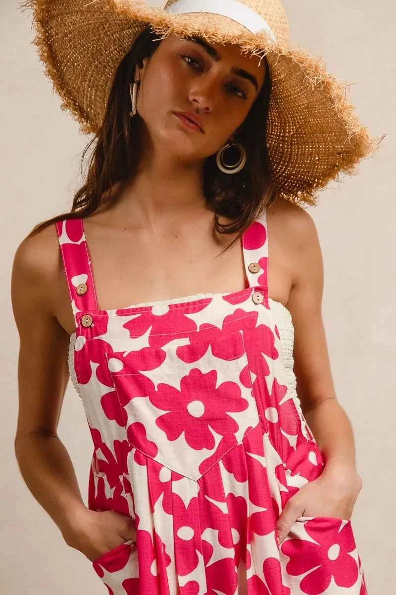 BiBi Floral Prints Tuck Detail Short Overall With Pockets d21daec873794c1fab329b317f2da4f2-Max-Origin