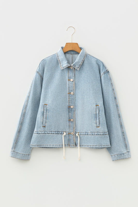 Beau Blue Draw-cord Hem Light Wash Denim Jacket d220a904a4886741