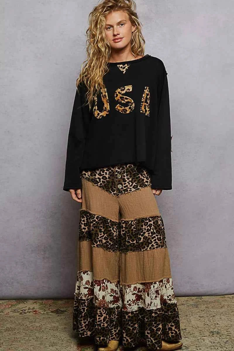 POL Round Neck Long Sleeve French Terry Sweatshirt with USA Letter Animal Patch d23205dc-87bf-451e-ad75-b9e1bb06d5e0-Max-Origin