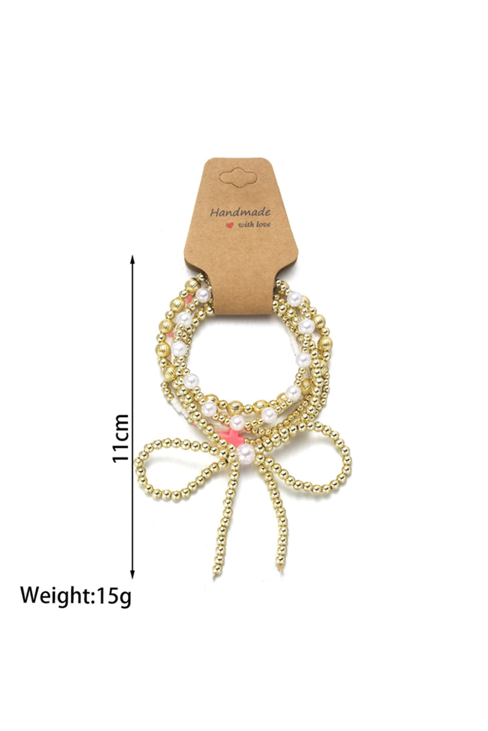 Gold Bow Pearl Cross Beaded Bracelet Set d23a29fca52e443b