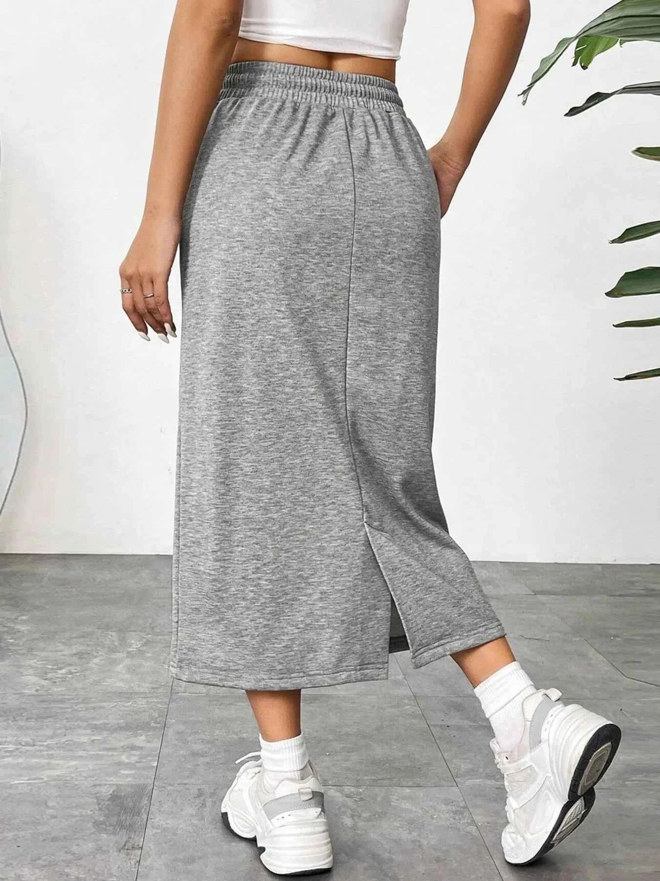 Slit Drawstring Midi Skirt d24128c79e7243d2b4ade084f3a0803a-Max-Origin