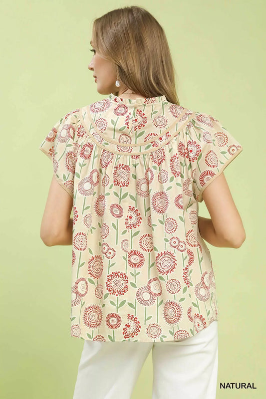 Retro Floral Smocked Babydoll Blouse d26e22cc-45e7-44cb-87b8-fd445a4829a7-Max-Origin