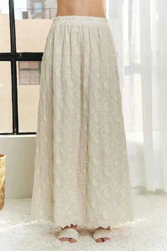 ADORA Elastic Waist Applique Maxi Skirt d27ae22dca08442a84fffb1331f3d7e7-Max-Origin