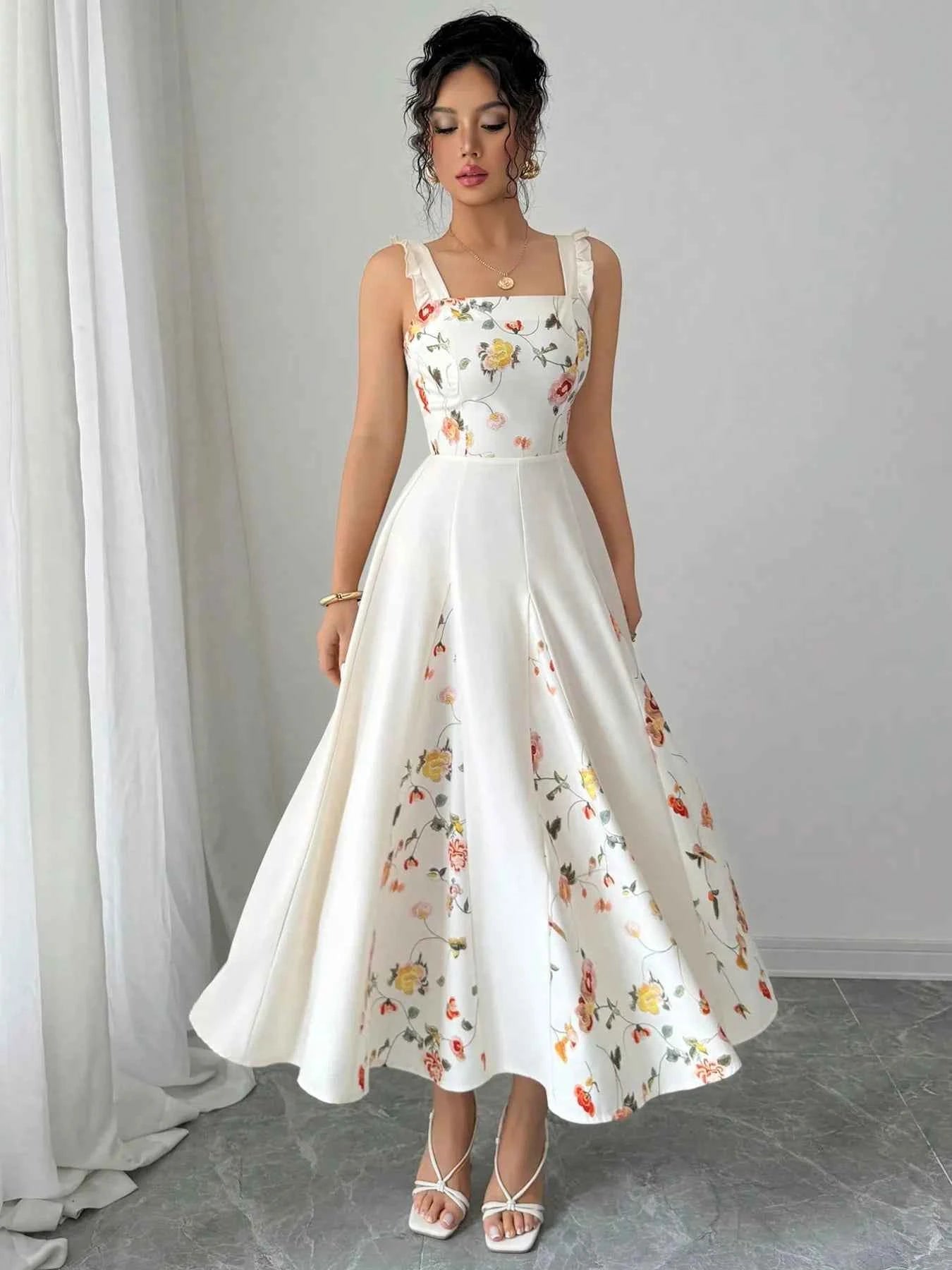Printed Square Neck Midi Dress d27cda73-4077-4e2b-9339-7073f17e70b9-Max-Origin