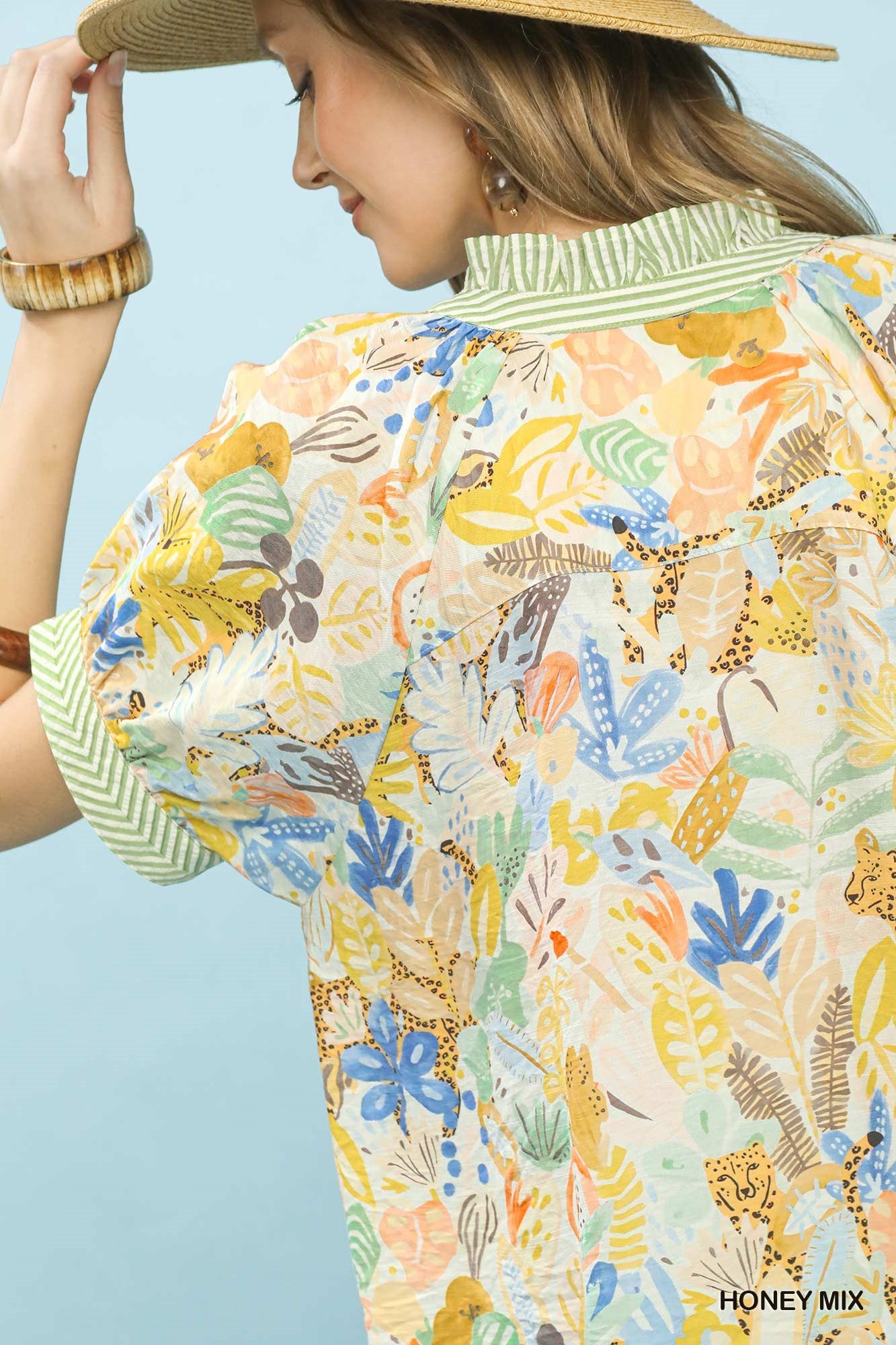 Umgee Mix Boho Printed V-Neck Top d288238b-24f0-4409-b5e0-44e638801210-Max