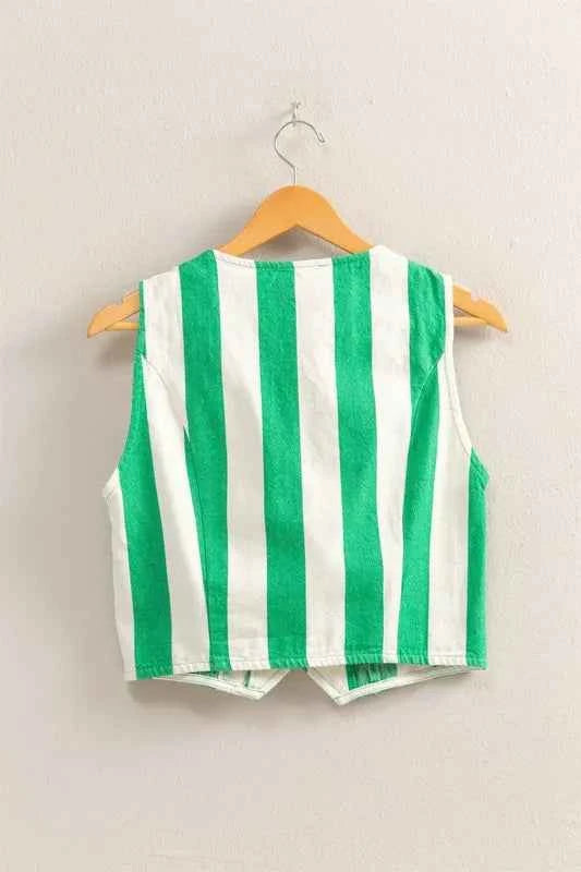 HYFVE Woven Striped V-Neck Button Down Vest d291480da5c042b89439c7f5be94fb84-Max-Origin