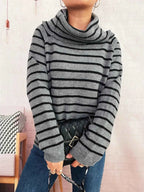 Striped Turtleneck Long Sleeve Sweater d291b109294240d88321c3079a7a7fda-Max-Origin