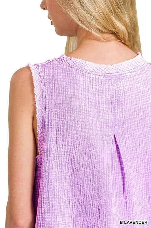 Double Gauze Raw Edge Acid Washed Tank d298a5534905440db9114ad075299e01-Max-Origin