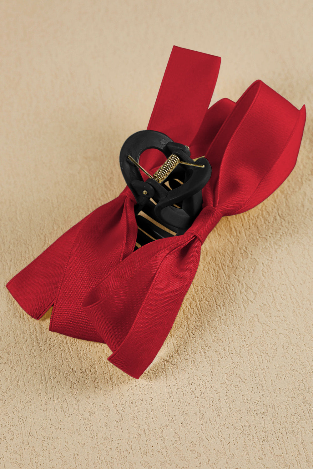 Light French Beige Solid Color Ribbon Bow Decor Hair Clip d2a6d16fabd3d1bf