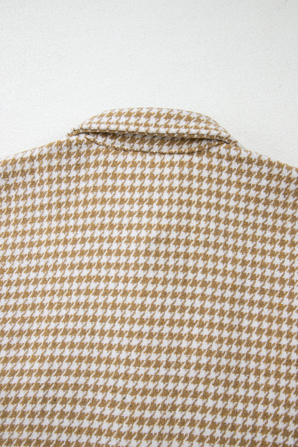 Khaki Houndstooth Textured Patchwork Loose Shacket d2b6bf99461b8005