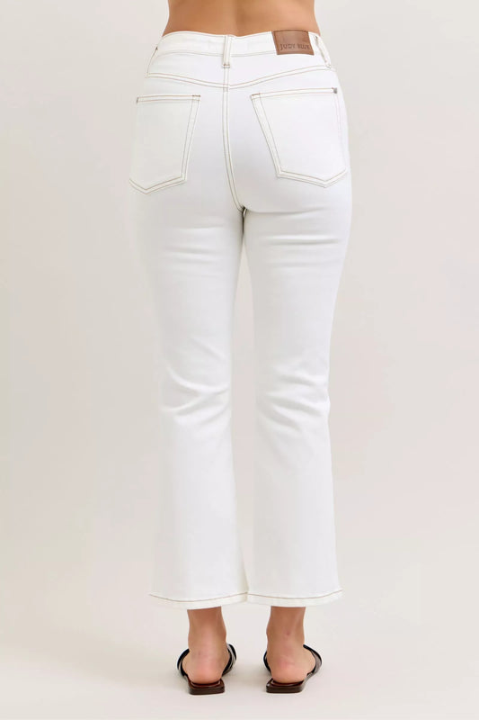 Contrast Stitching Cropped Flare Jeans d2c3fcd5-80b2-4e77-8439-2b51df02025f-Max-Origin
