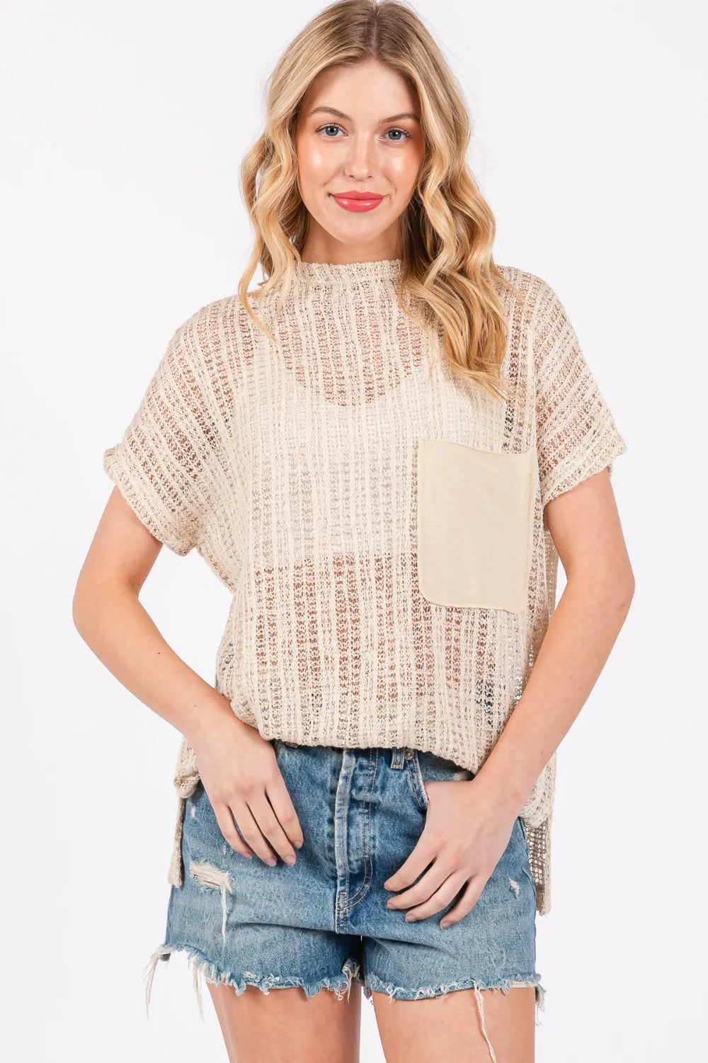 Ces Femme See Through Crochet Mock Neck Cover Up d2ca7547-d409-44ba-8f73-439bc1700c41-Max