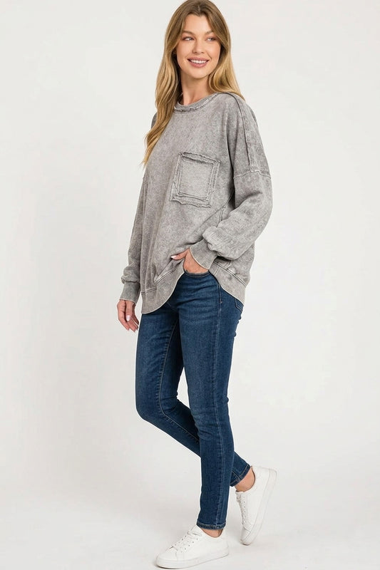 Halo Washed French Terry Exposed-seam Sweatshirt d2cc3474-ddac-4f06-872b-2d6d523a0277-Max