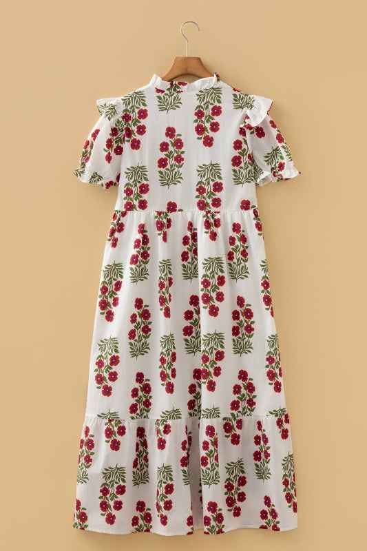 Floral V-Neck 3/4 Puff Sleeve Mini Dress d2ccd73f-db96-4d7e-b140-9a51512ac833