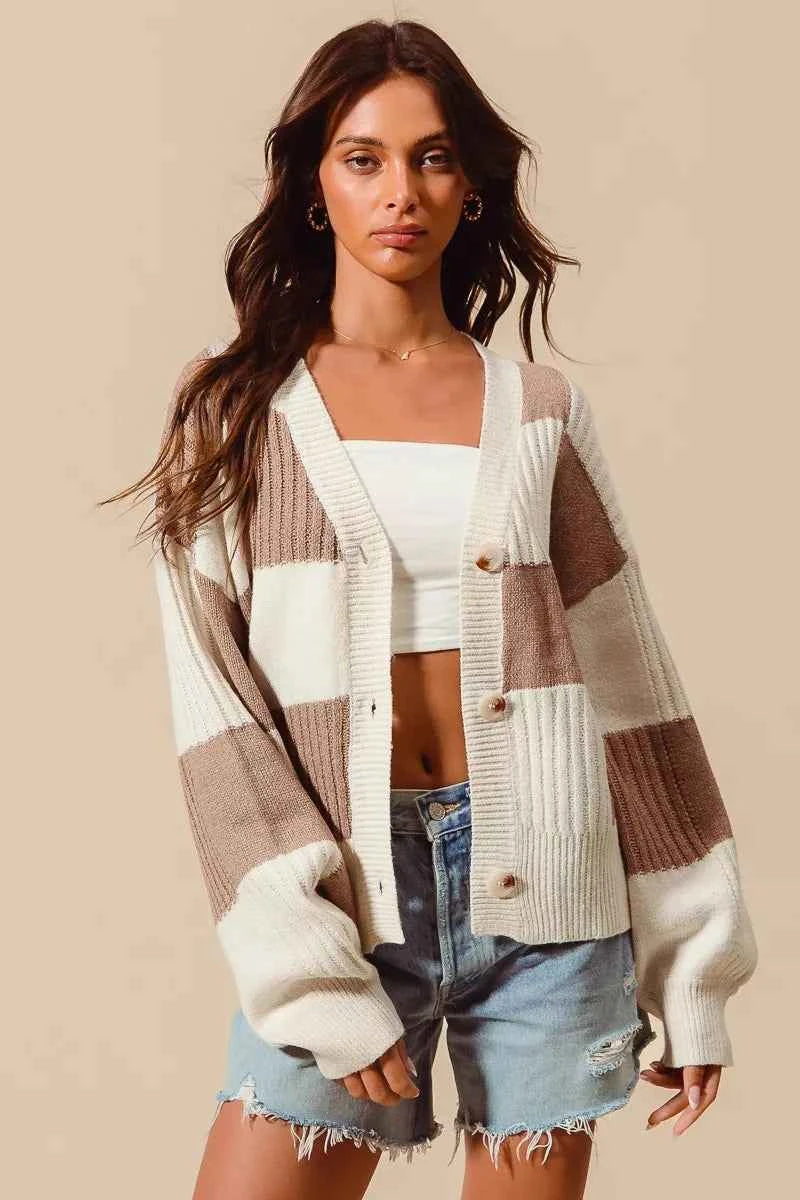 SO ME Checkered Button Front Ribbed Sweater Cardigan d2dbed6dac8948cab37d634838fb03a6-Max-Origin