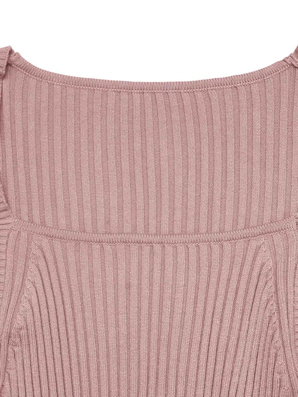 Ribbed Knit Square Neck Bodycon Sweater Dress