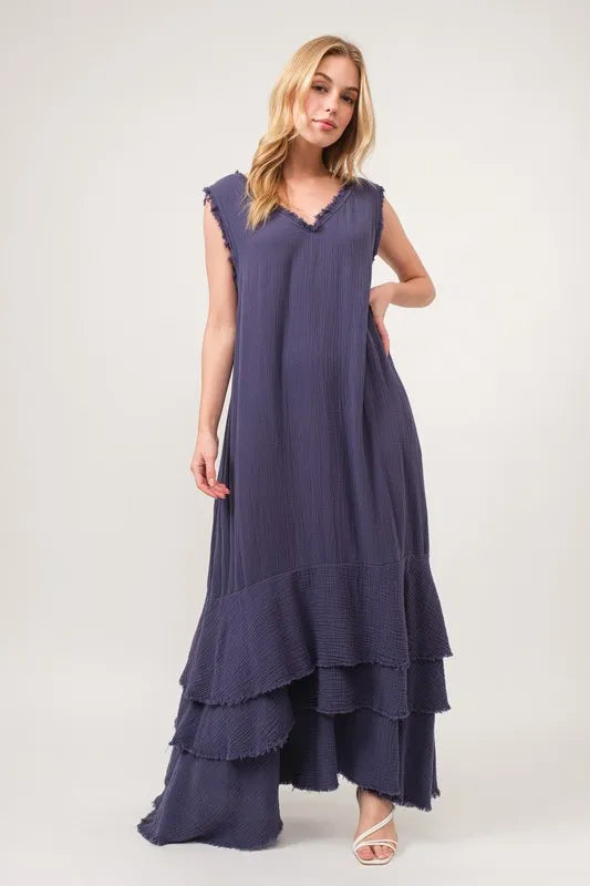 And The Why Washed Cotton Gauze Fringe Detail Tiered Dress d2e3ddee959c4fedb63ada507127b7ca-Max-Origin