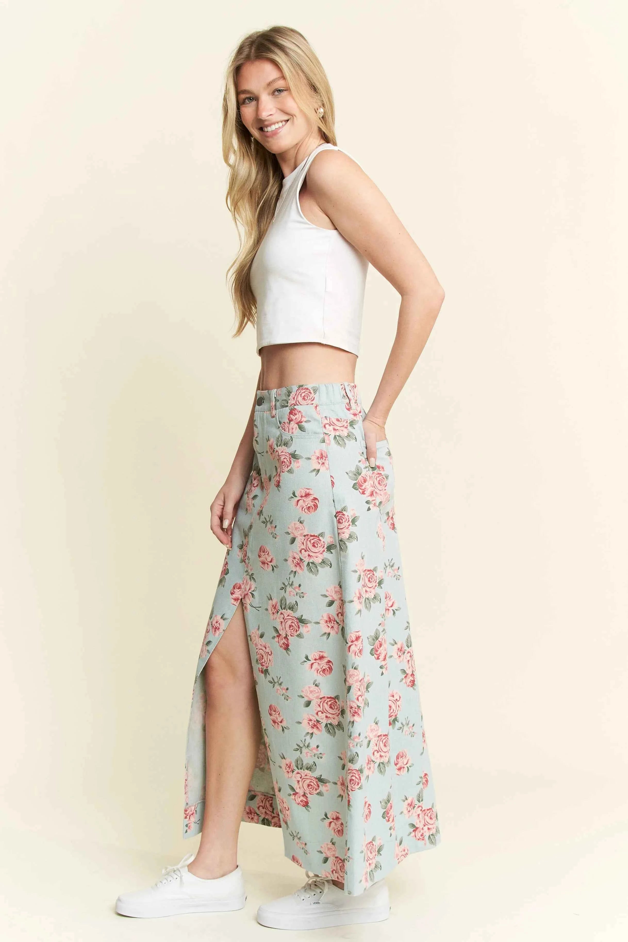 Jade By Jane Full Size Floral Print Front Slit Denim Maxi Skirt Plus Size d2f5aa5bded244b8b07837f8efcaceb9-Max-Origin