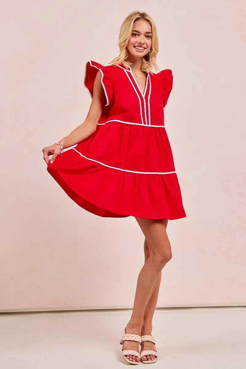 BiBi Gameday Theme Contrast Binding Ruffled Dress d2fc09431aa446c59f67fa7a2fcde84c-Max-Origin