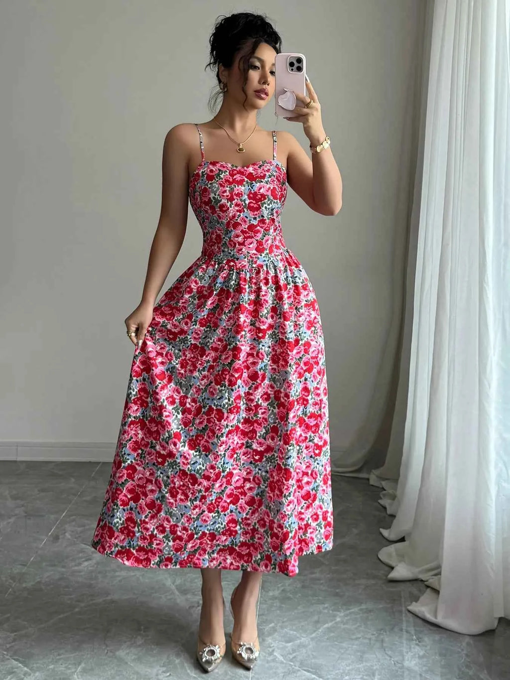 Floral Print Sweetheart Neck Cami Dress d3017c43-bae4-4130-a9c2-756c0fd11f04-Max-Origin