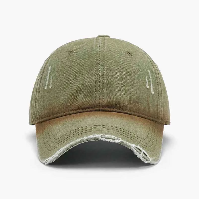 Distressed Washed Adjustable Baseball Cap Moss One Size d3090860-9294-470c-9fce-ae9b9a1c2b0b-Max