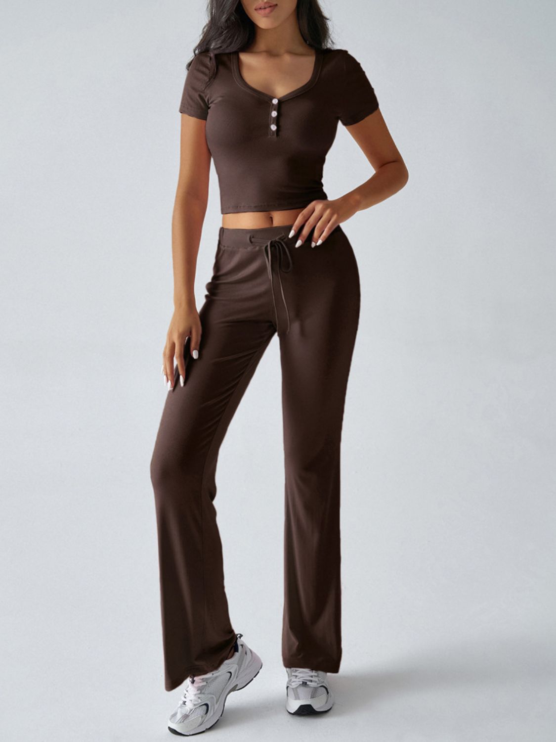 Devine Short Sleeve Top and Drawstring Pants Set