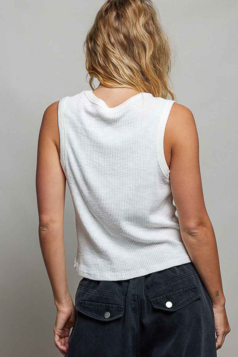 POL Ribbed V-Neck Tank with Stud Point d314975f-0c20-4574-b4cf-51312491e29b-Max