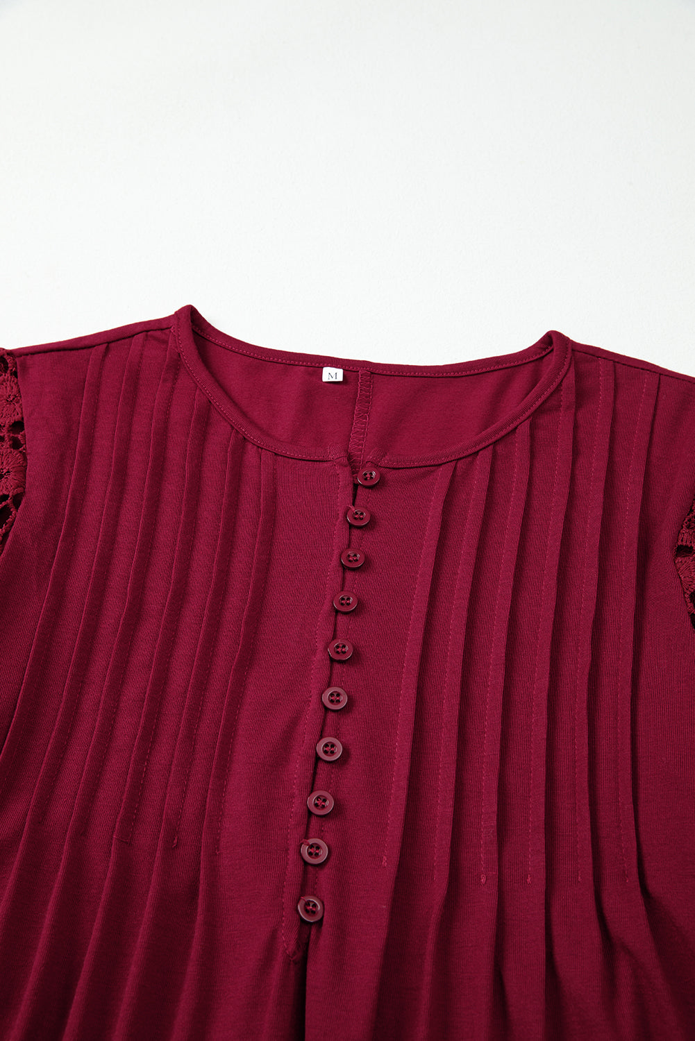Burgundy Pleated Lace Sleeve Shift Mini Dress d335c4cc902a27b3