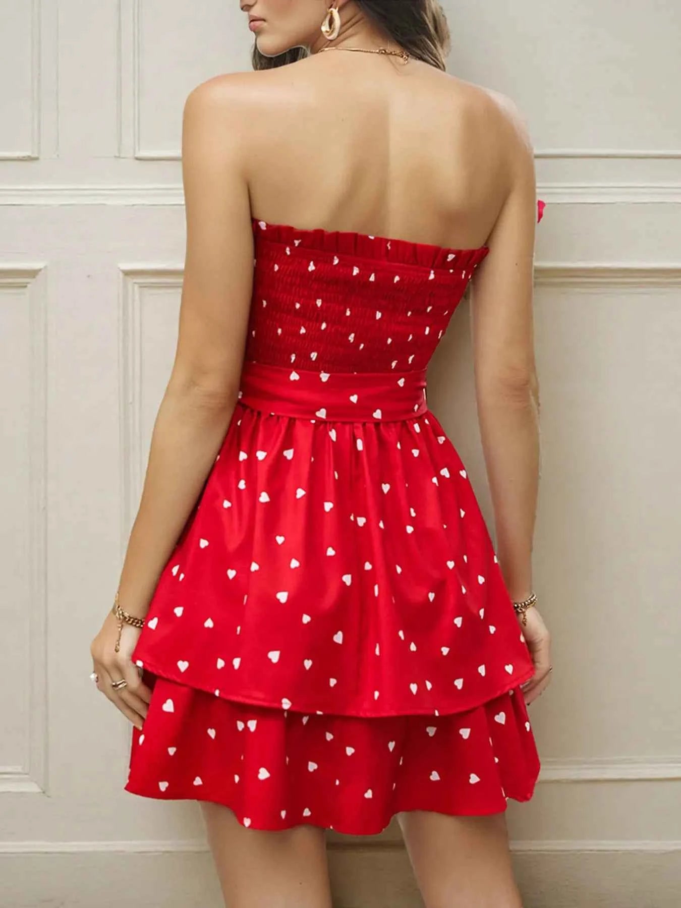 Smocked Heart Print Tube Dress d33e06a35c694737b27ac131db15c73f-Max-Origin