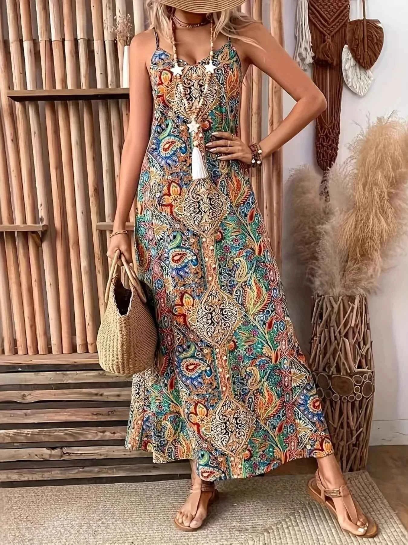 Paisley Print V-Neck Maxi Dress d349de38adb54377b54e24e8662e60d8-Max-Origin