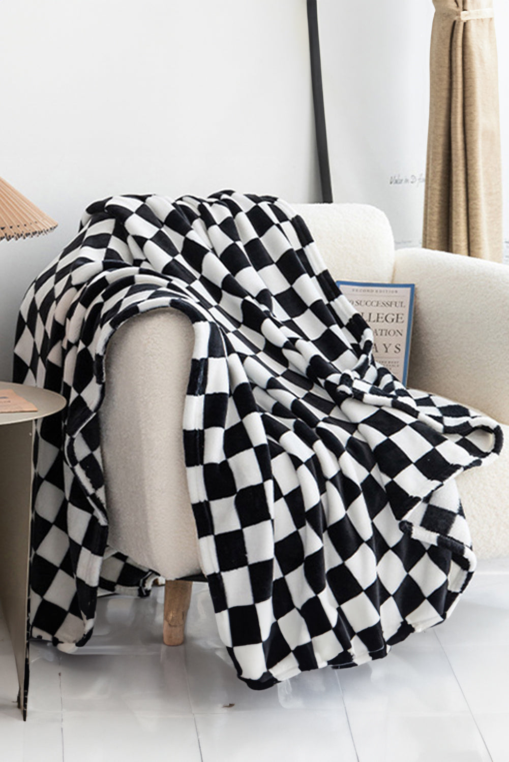 Navy Blue Checkerboard Printed Soft Throw Blanket 120*200cm d34f9cec07b9a403
