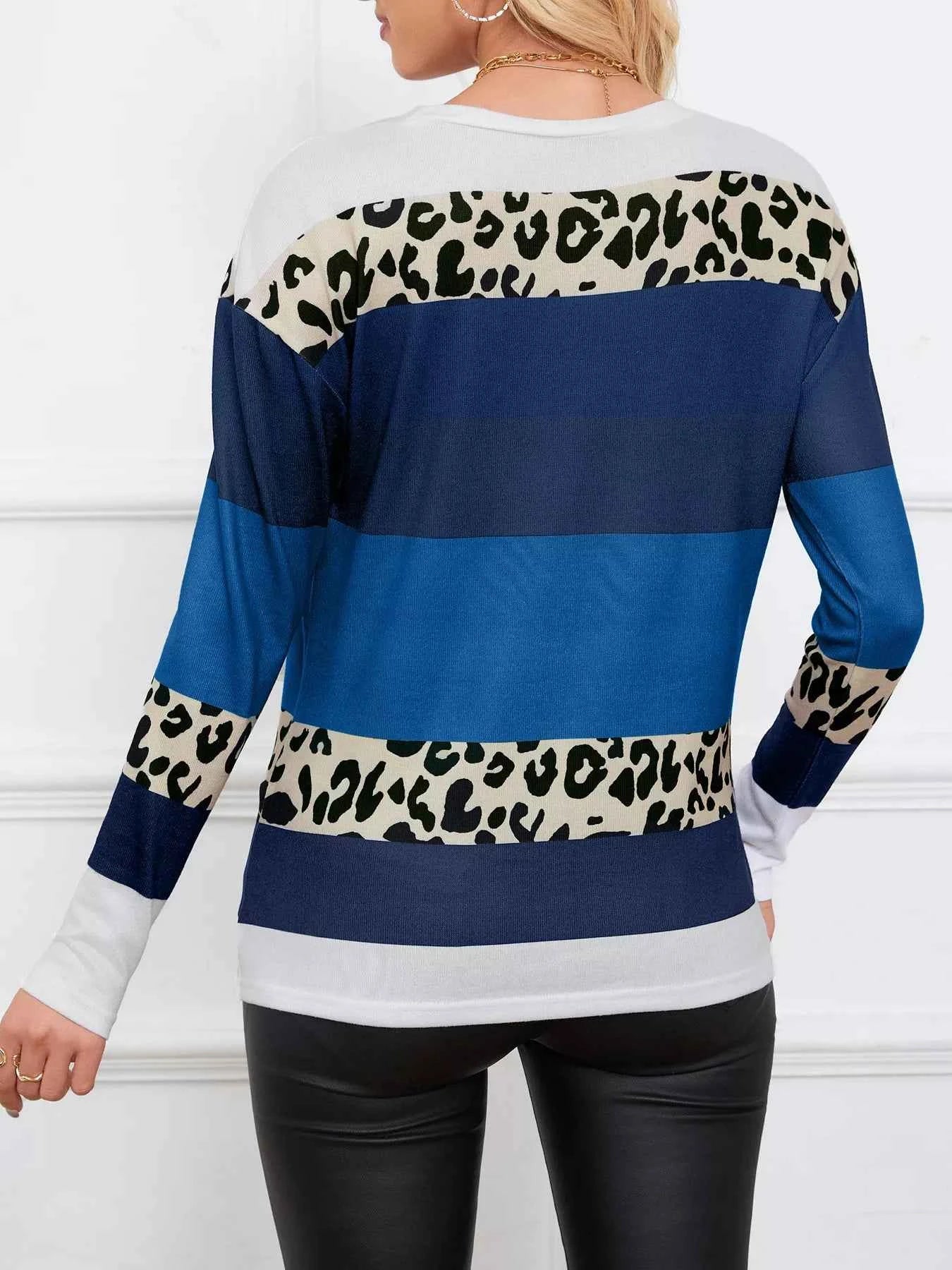 Leopard Color Block Striped Knit Top d3528cdb-27ae-472d-b53e-1f51e1b02ed4-Max-Origin