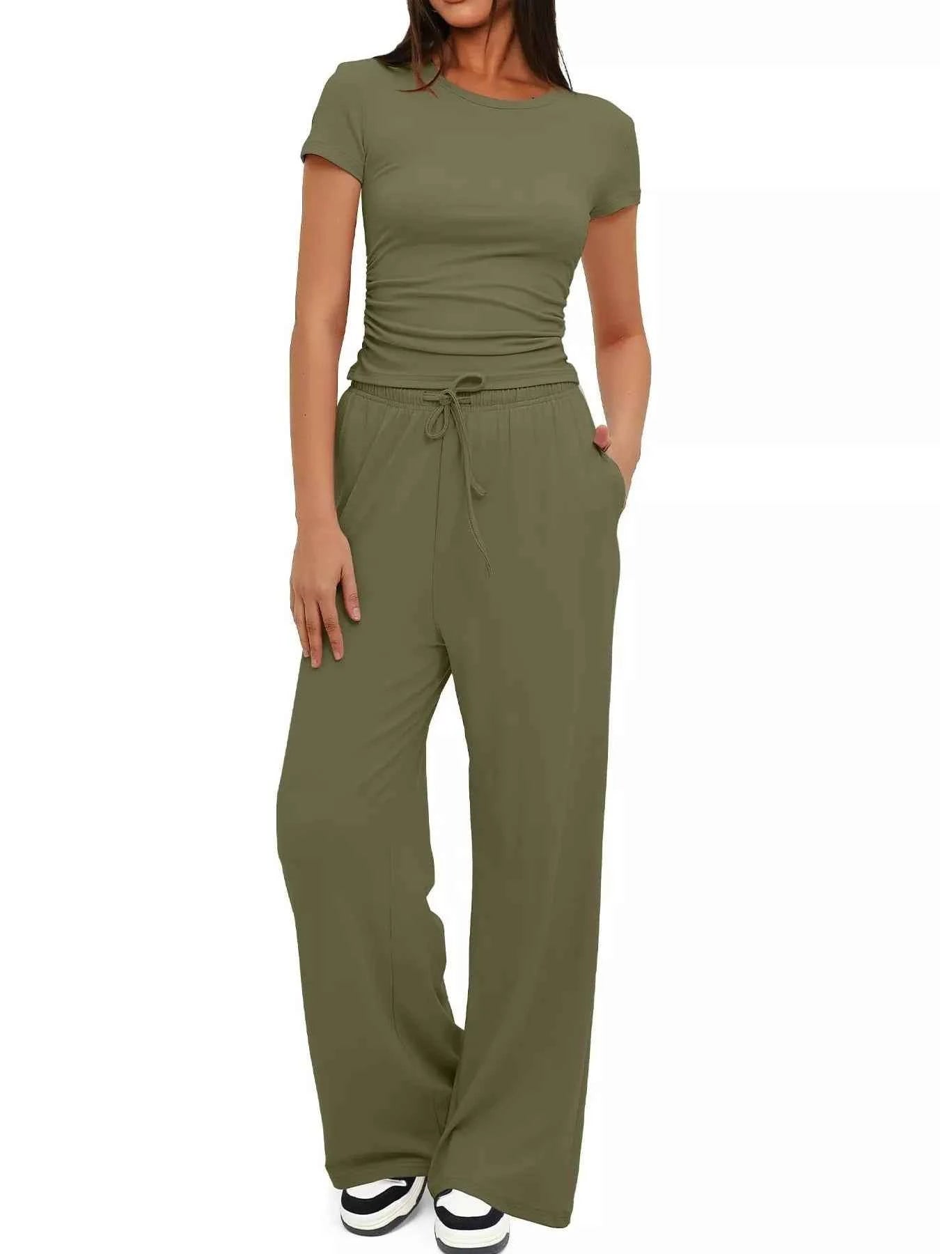 Round Neck Short Sleeve T-Shirt and Pants Set d376522defe146d6a1f85ce4c21ce1e4-Max-Origin