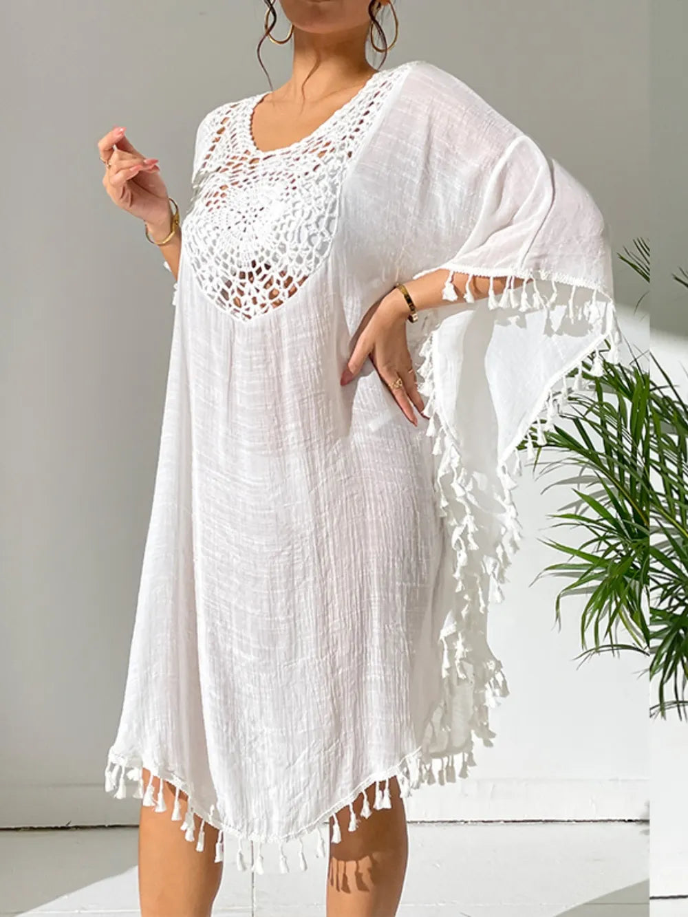 Tassel Cutout Scoop Neck Cover-Up Dress d3792ea9-1b0f-4bc2-9375-cbc5b7fd6e99-Max