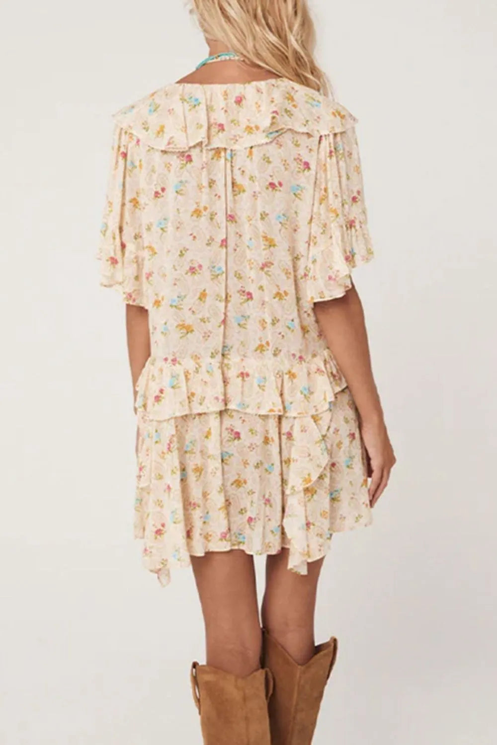 Boho Floral Tassel Tie V Neck Ruffle Wide Sleeve Mini Dress d37a2c2c-df1b-4205-a0f5-519af4136cb3-Max-Origin