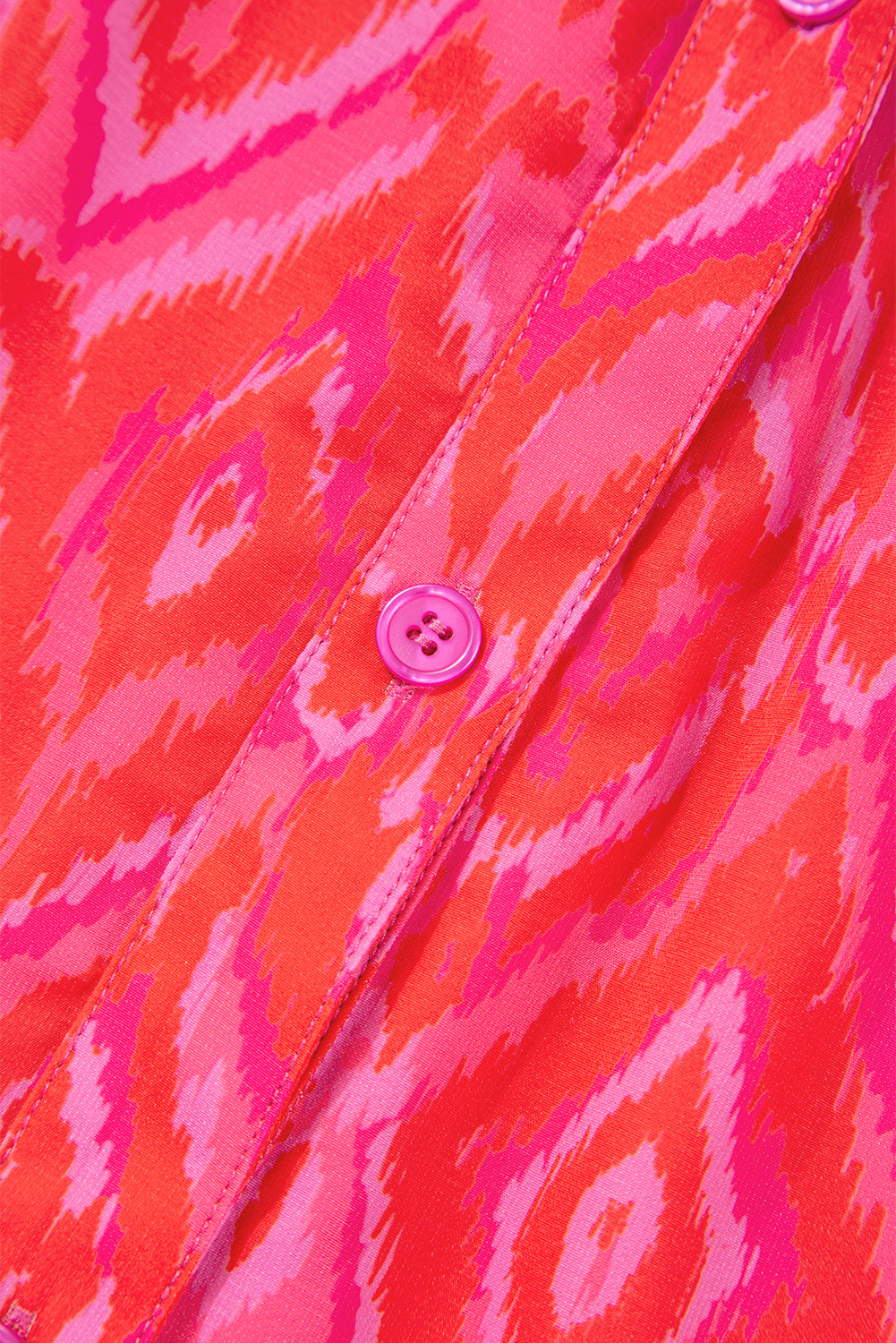 Strawberry Pink Abstract Print Puff Sleeve Shirt d37d9f1ce1e1b64b