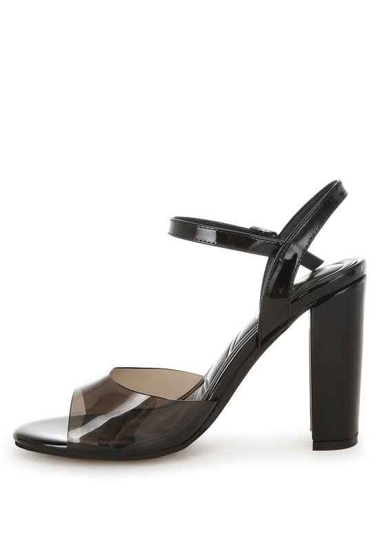 Kessel Tinted Clear Strap Block Heel Sandals d38f88c3-3db8-4106-82d4-c06ce9feef4f