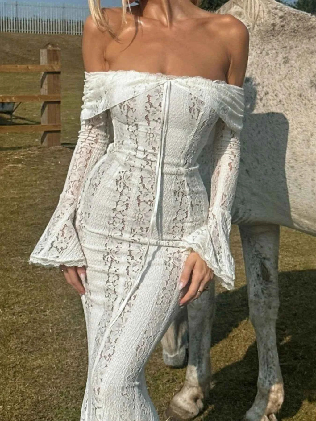 Lace Off-Shoulder Flounce Sleeve Maxi Dress White d391ad86-96d1-4079-80e0-5cca76872c79-Max-Origin