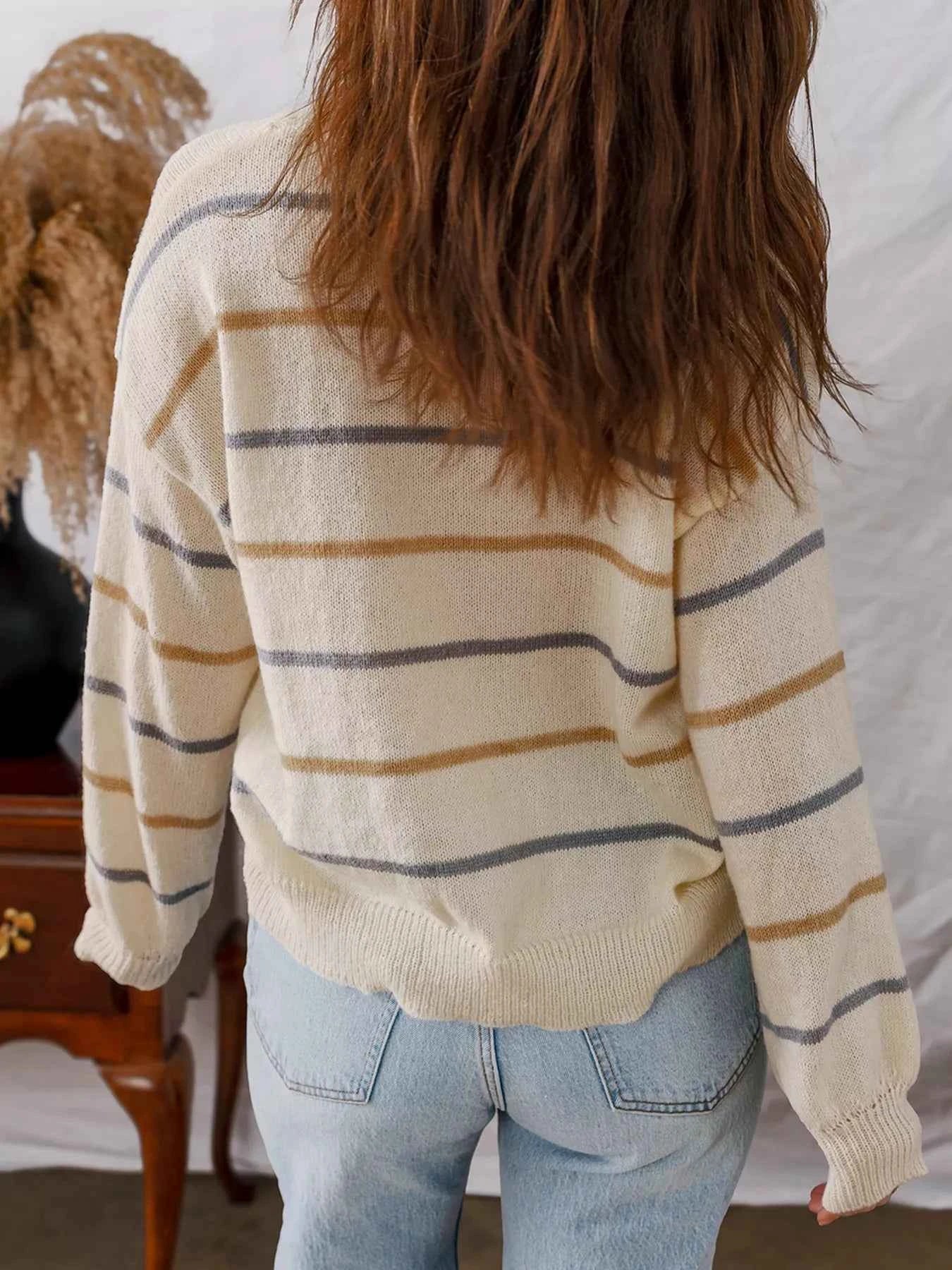 Stripe Striped Ribbed Edge Drop Shoulder Sweater d3a18ba6a04243028c7a6d75712a9e5b-Max-Origin