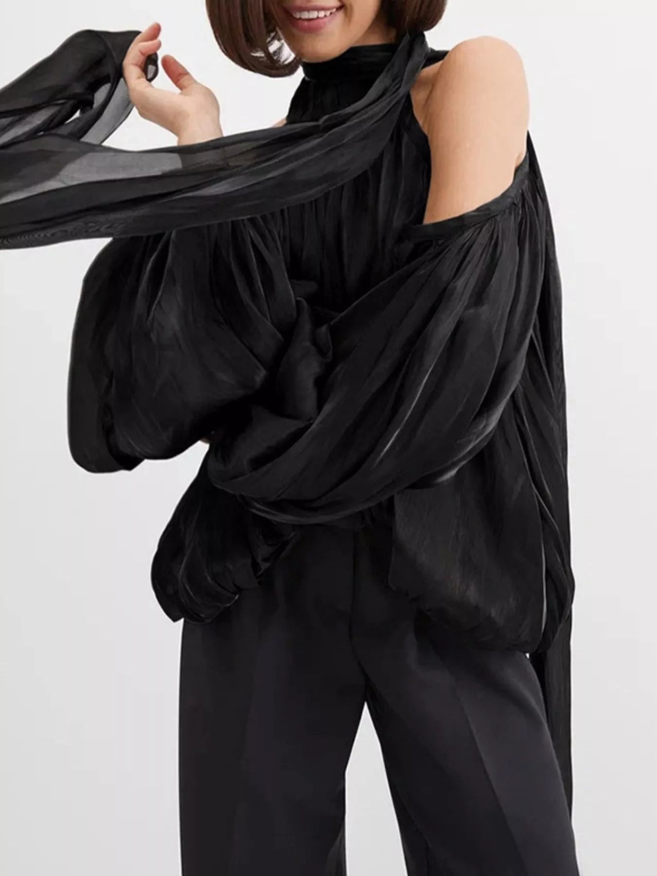 Cold Shoulder Long Sleeve Blouse d3a85137-42b6-4420-8ba8-179783e3920c-Max-Origin