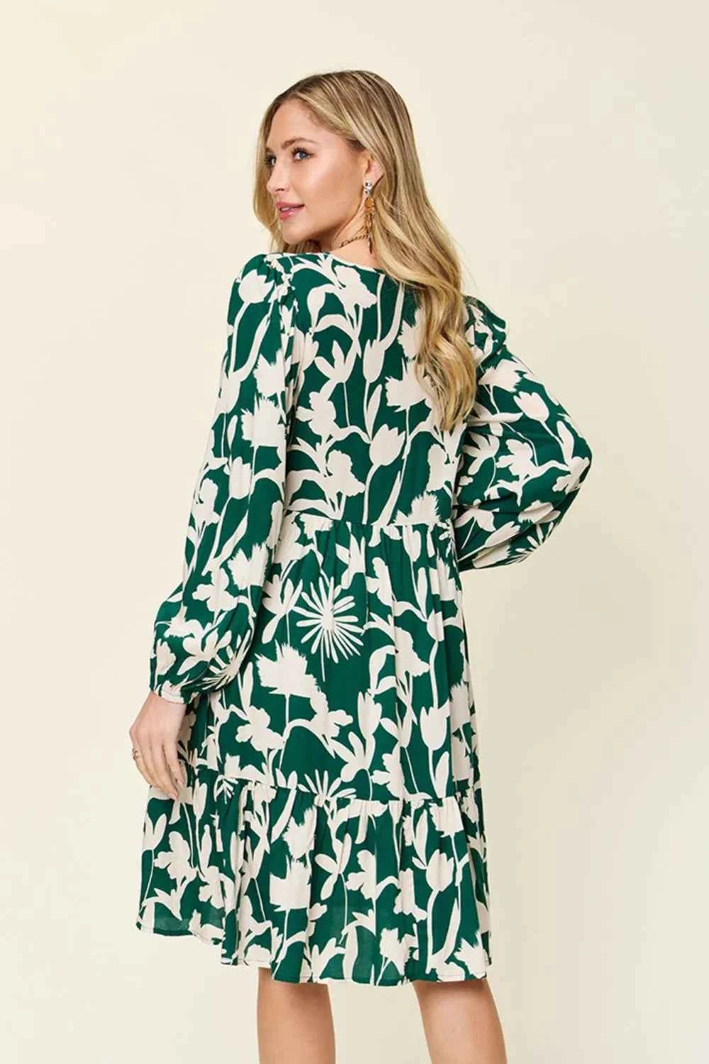 Double Take Full Size Printed Ruffle Hem Dress with Pocket d3a93f2a-bc2a-4183-964e-c0c7f4686a15-Max