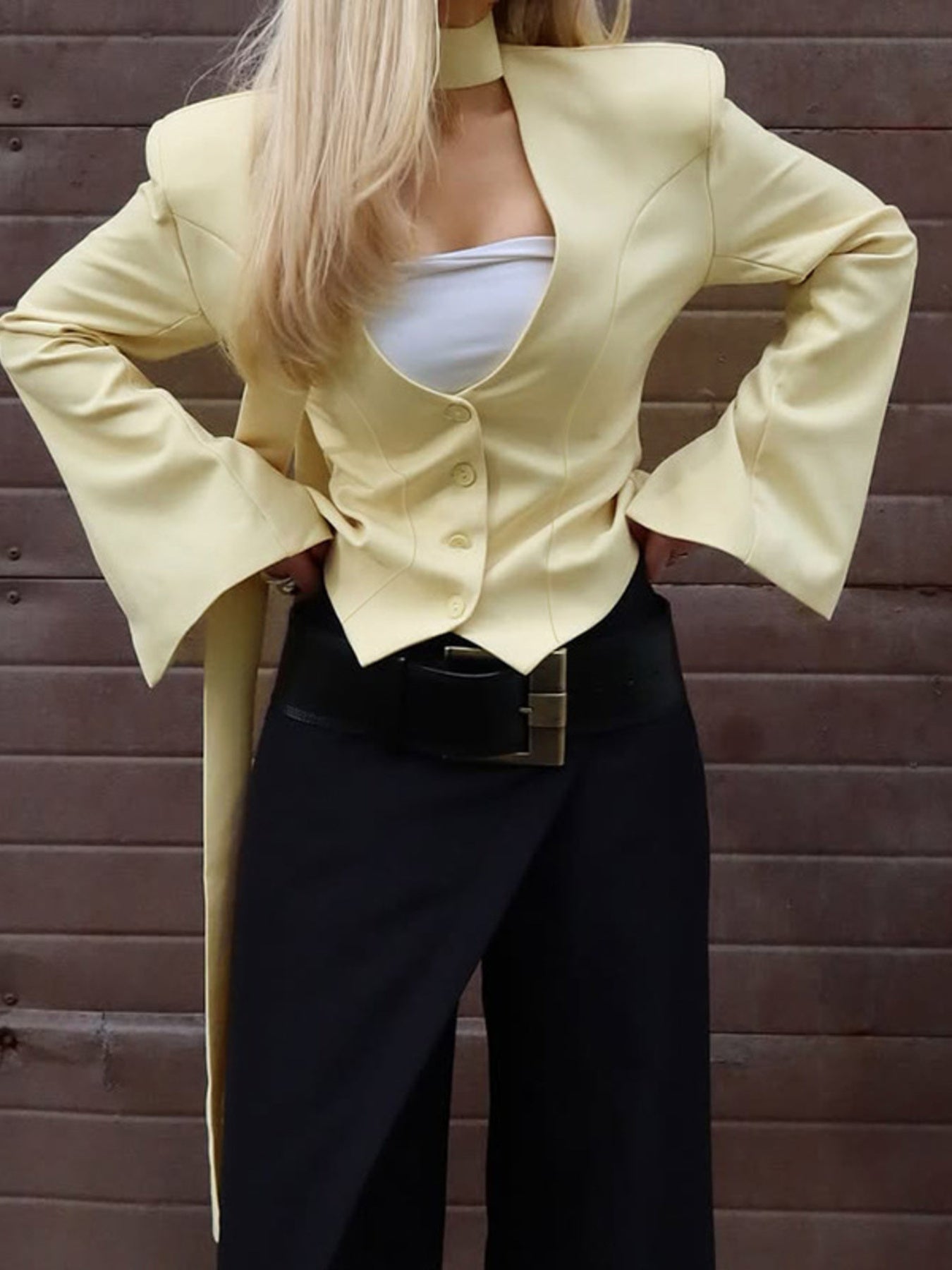 Button Up Long Sleeve Blazer d3b0d23109f34850844429db4df182ac-Max