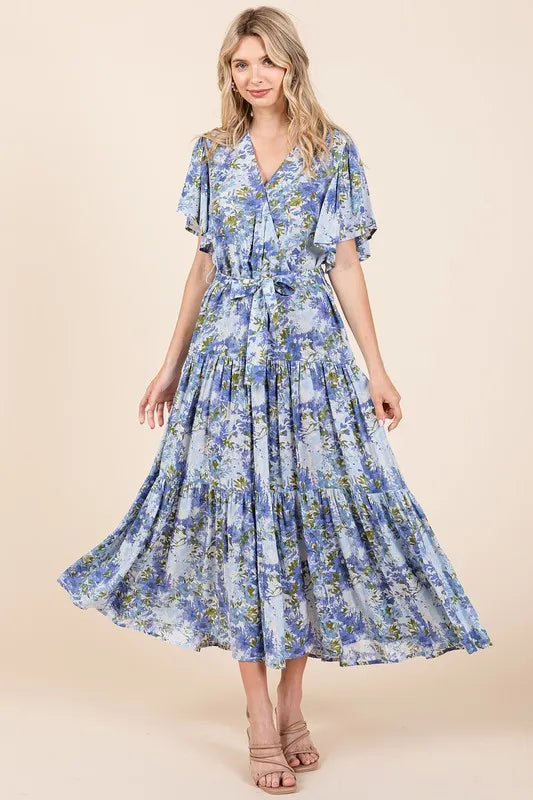 Mittoshop Floral Tie Waist Flutter Sleeve Tiered Dress Dusty Blue d3ba0a3e-8815-4347-b363-34939b0020b8-Max