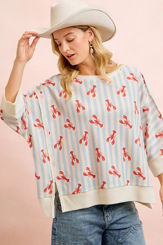 4th of July Lobster Stripe Waffle Knit Sleeve Top d3be6cea-48a4-48f4-9c98-a5d416bf69b9-Max-Origin
