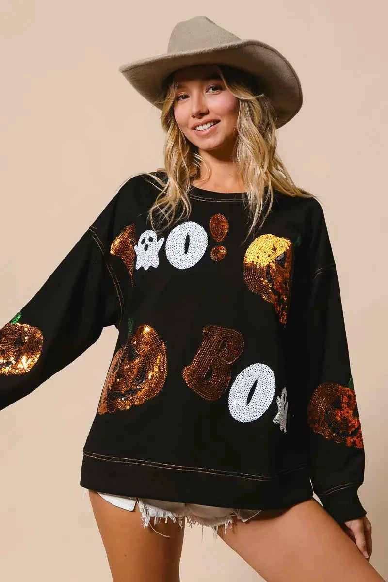 BiBi Halloween Theme Sequin Embroideries Sweatshirt d3beae372d2941ea98e966be4510ebc0-Max-Origin