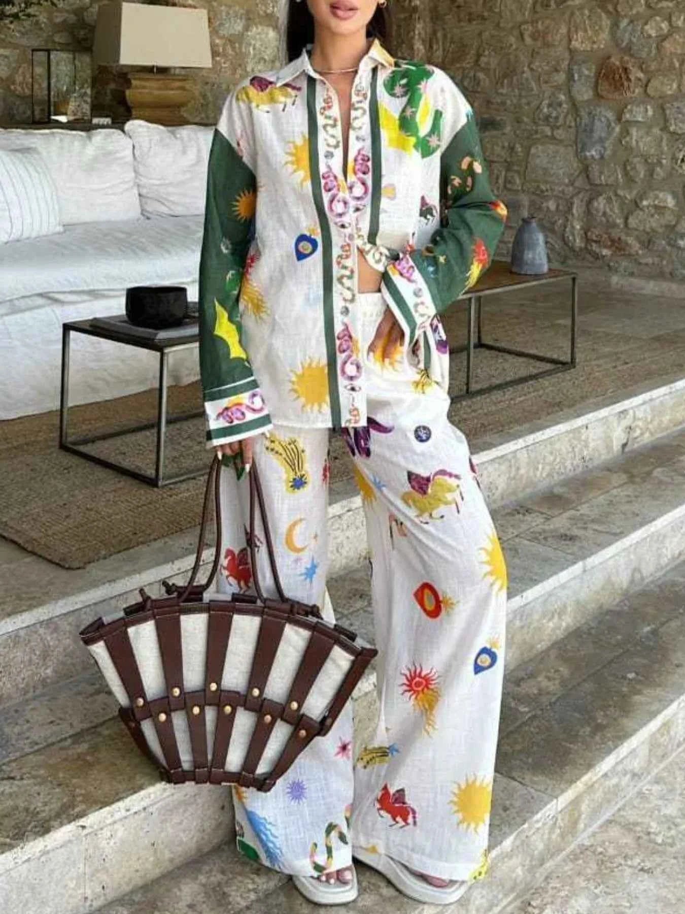 Printed Button Down Shirt and Pants Set Multicolor d3bfe05a-a40a-4681-a53f-874c07352fec-Max-Origin