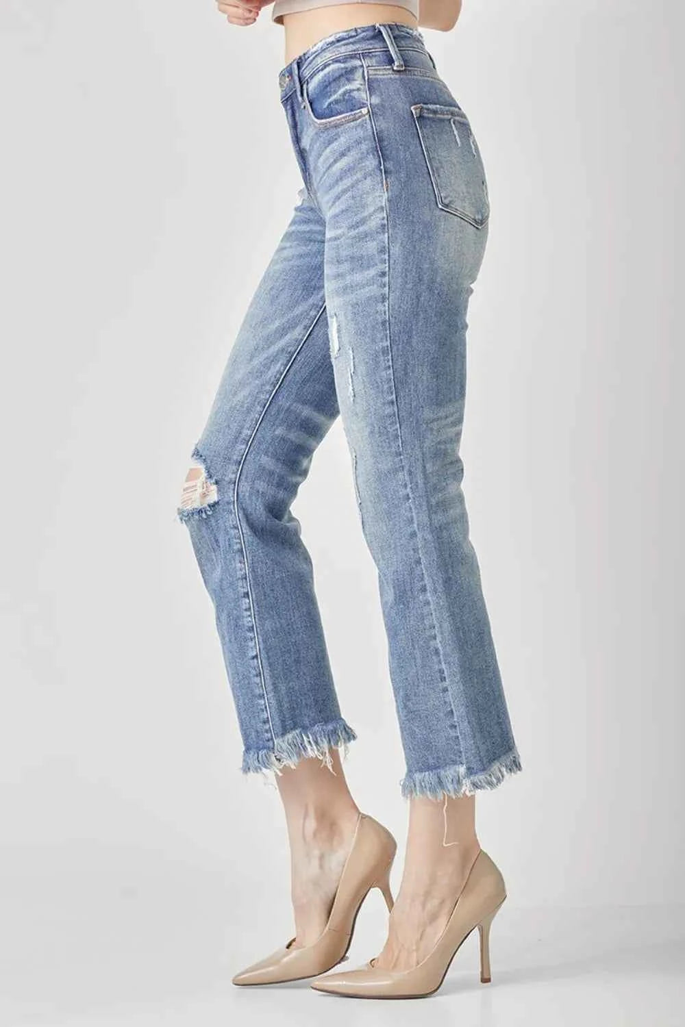 RISEN High Waist Distressed Cropped Bootcut Jeans d3d8fab9-0741-4212-9155-3366c2b1dfcf-Max