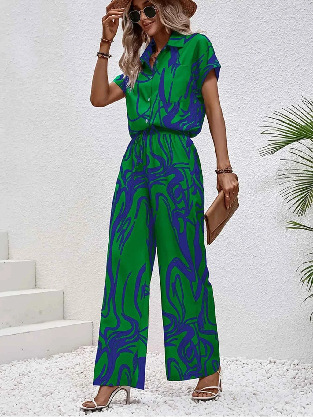 Printed Button Up Shirt and Pants Set d3ff553775074cd5a914cc0ad93b1b53-Max-Origin
